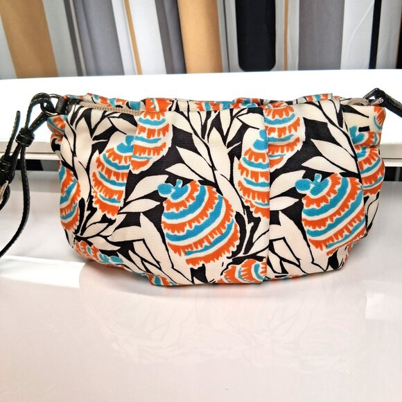 Vintage Prada Mini Wristlet Handbag Clutch White, Orange, Blue, Tropical Floral - Picture 6 of 14